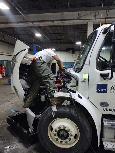 fleet truck repair hood up